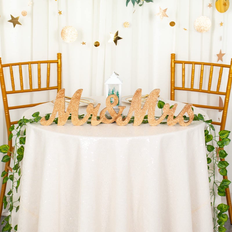 ShiDianYi Round Sequin Tablecloth-120Inch-Ivory Round Table Cloth for Wedding/Party/Decor(Ivory) - Image 3